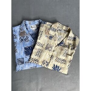 2‎ Hawaiian Made Howie Shirts Sz Xl Blue/ Tan